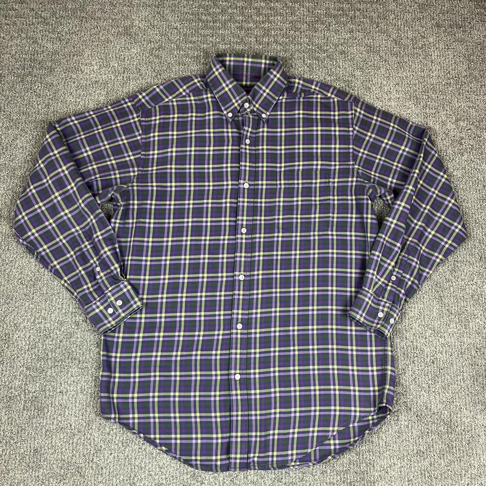 Bobby Jones Shirt Mens Medium Purple Plaid Button Down Woven Italy Cotton